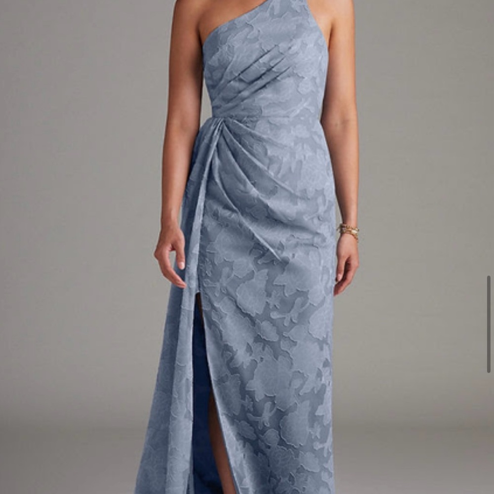 Azazie One-Shoulder Slate Maxi Dress
